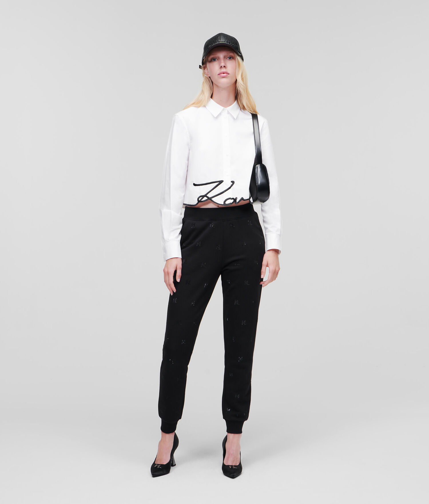 White Women's Karl Lagerfeld Karl Signature Cropped Blouses | TH780CDOS