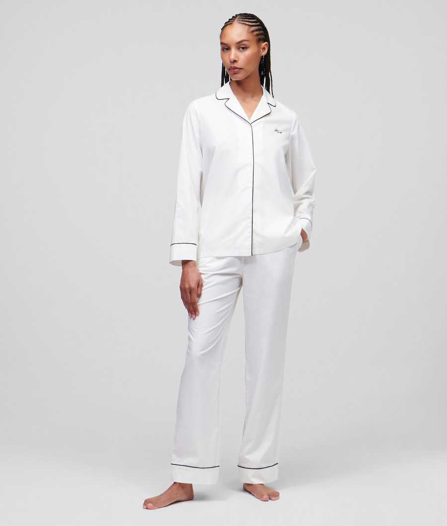 White Women's Karl Lagerfeld Karl Signature Pyjama Set Sleepwear | TH796XRWV