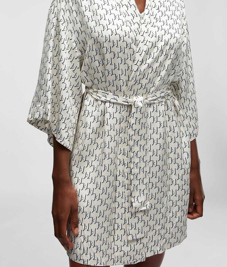 White Women's Karl Lagerfeld Kl Monogram Kimono Loungewear | TH680LVQS