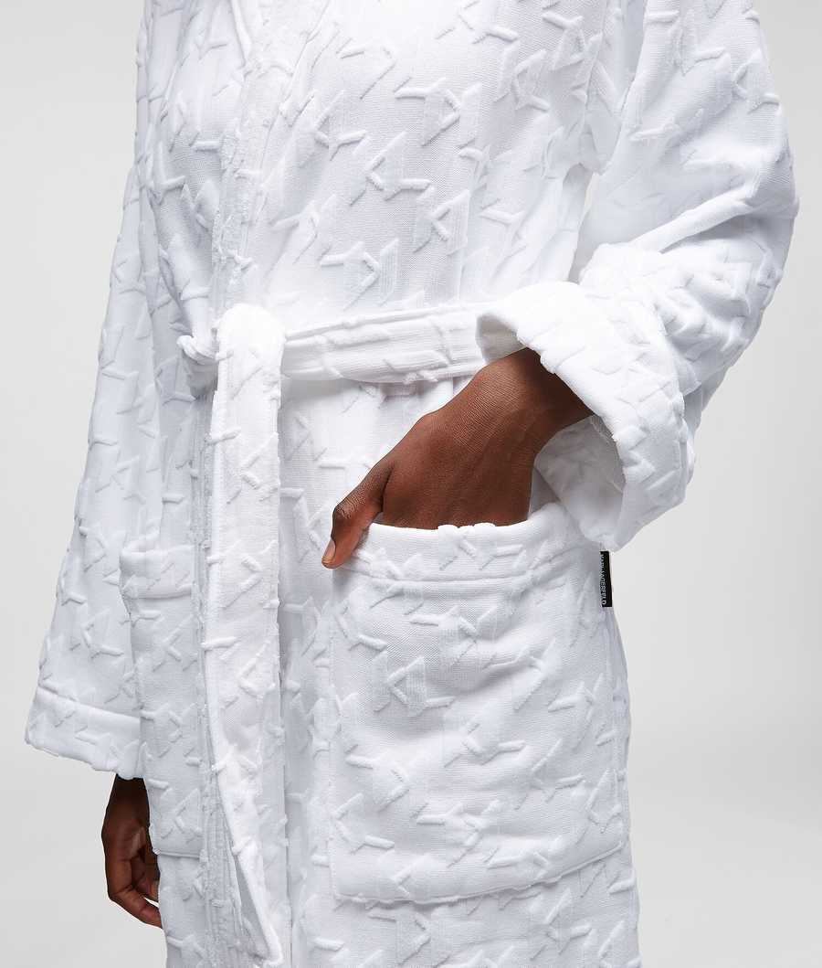 White Women's Karl Lagerfeld Kl Monogram Bathrobe Loungewear | TH839WQXZ