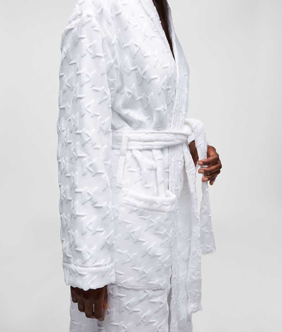 White Women's Karl Lagerfeld Kl Monogram Bathrobe Loungewear | TH839WQXZ