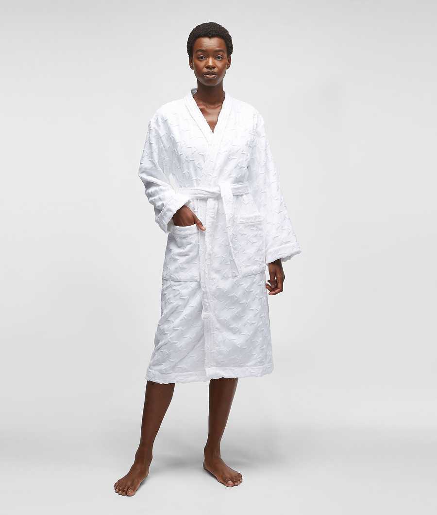 White Women\'s Karl Lagerfeld Kl Monogram Bathrobe Loungewear | TH839WQXZ