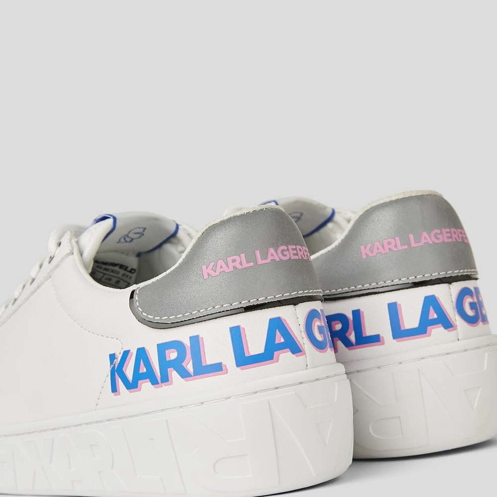 White Women's Karl Lagerfeld Kupsole Iii Reflekt Logo Sneakers | TH386GEYZ