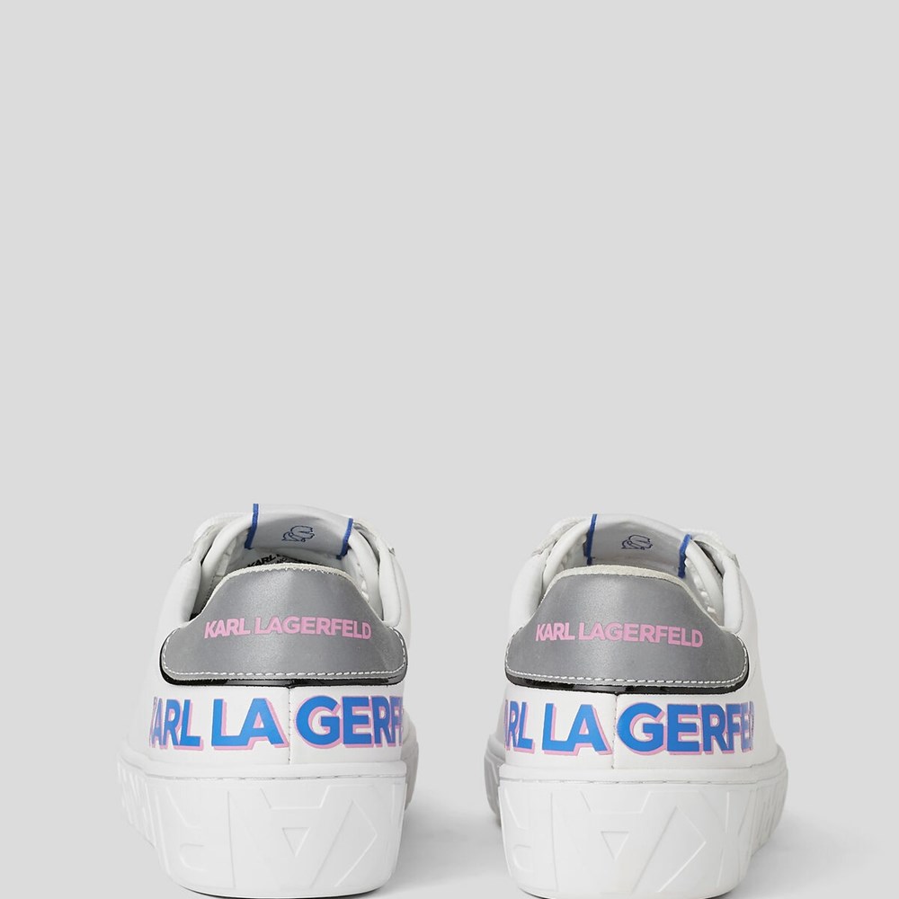 White Women's Karl Lagerfeld Kupsole Iii Reflekt Logo Sneakers | TH386GEYZ