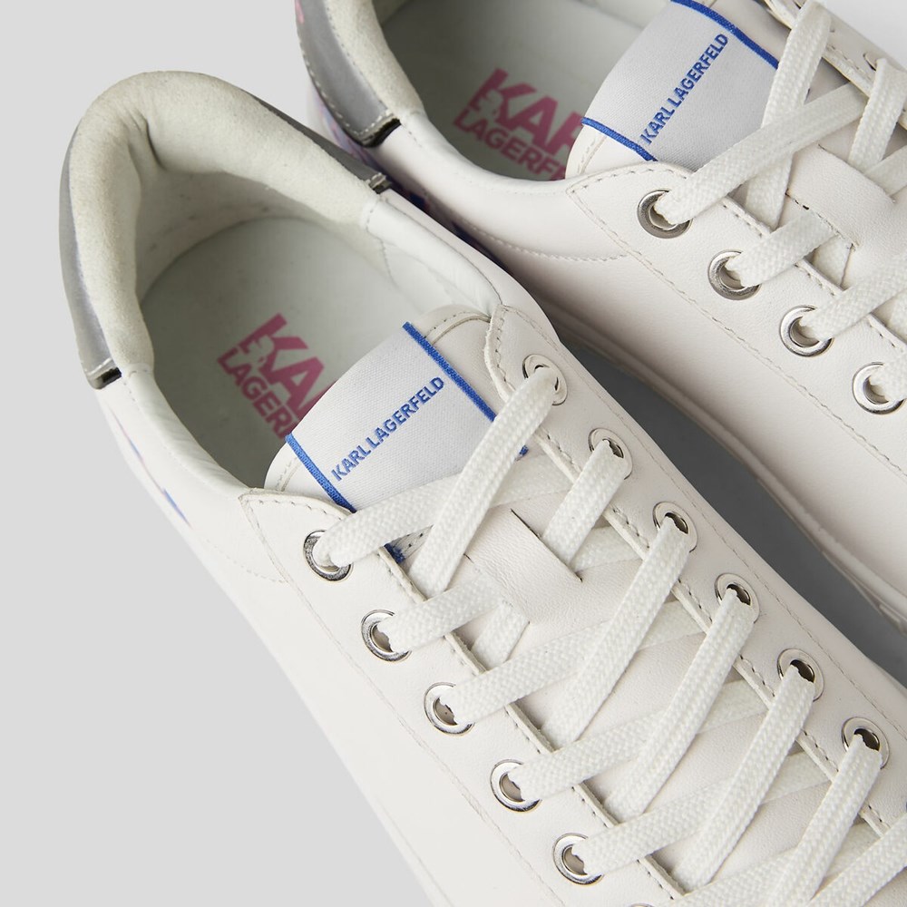 White Women's Karl Lagerfeld Kupsole Iii Reflekt Logo Sneakers | TH386GEYZ