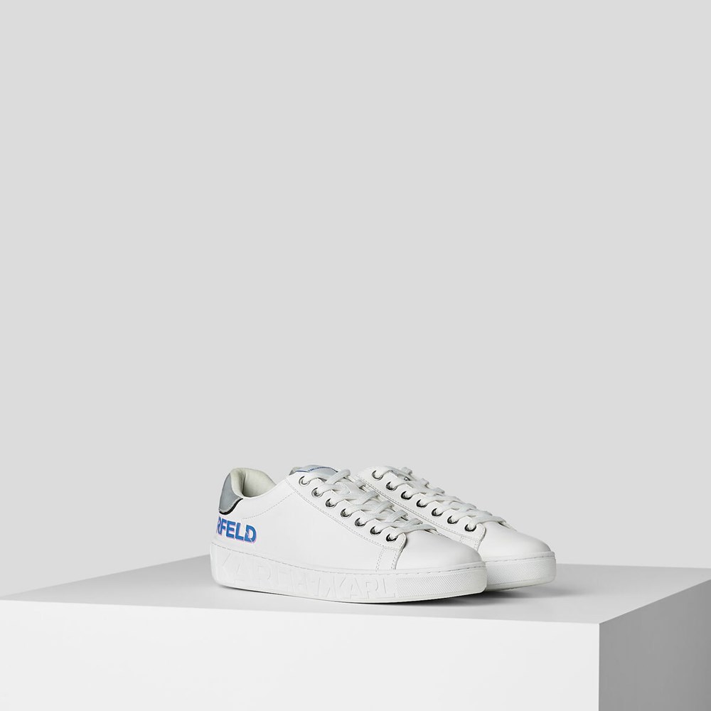 White Women\'s Karl Lagerfeld Kupsole Iii Reflekt Logo Sneakers | TH386GEYZ