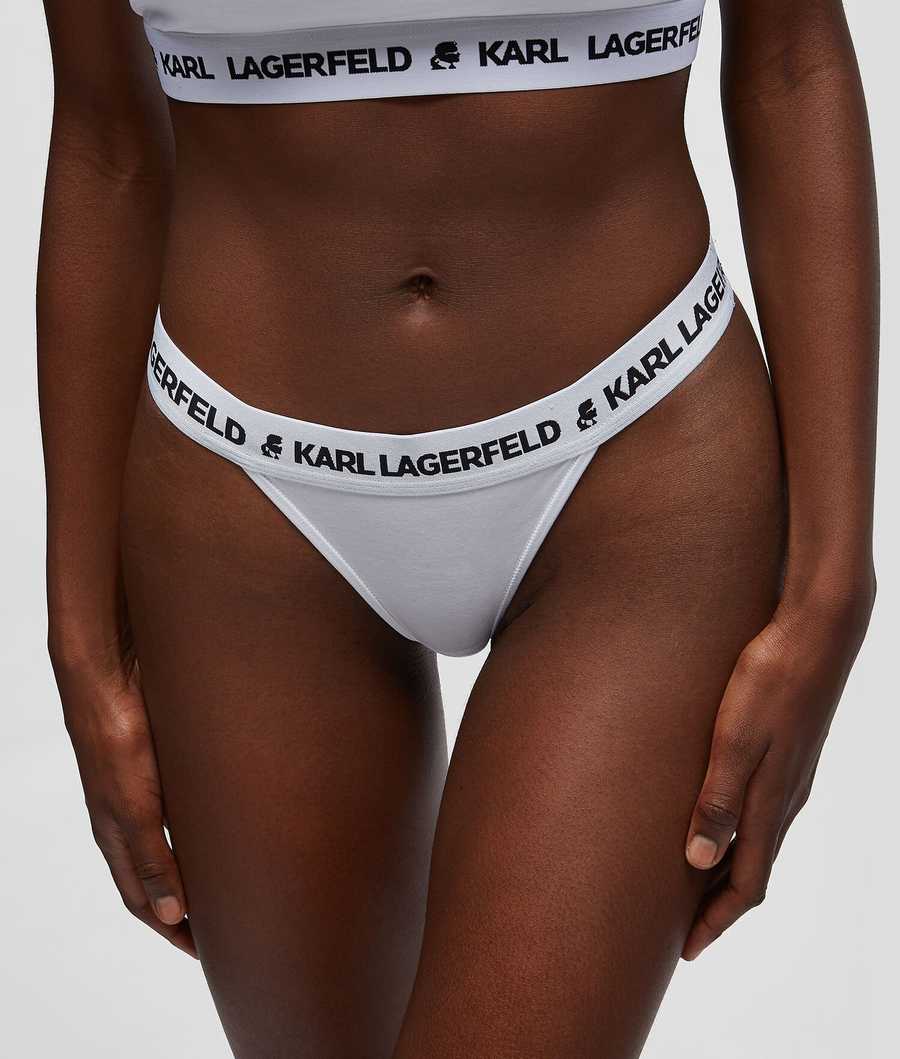 White Women's Karl Lagerfeld Logo Brazilian Briefs - 2 Pack Underwear | TH620XQAC