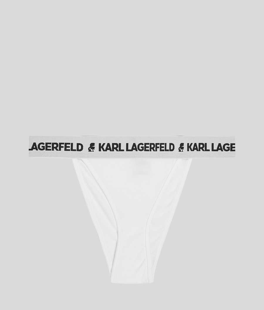 White Women\'s Karl Lagerfeld Logo Brazilian Briefs Underwear | TH762LBNF