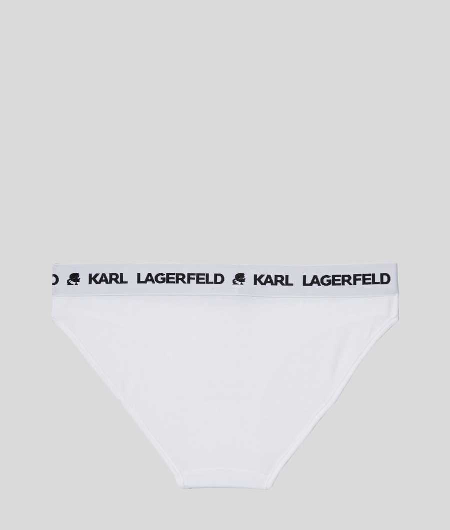 White Women's Karl Lagerfeld Logo Briefs Underwear | TH043HPDA