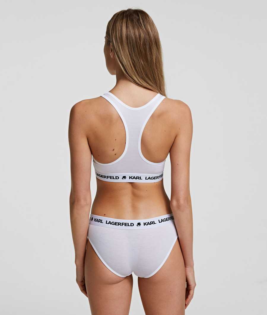 White Women's Karl Lagerfeld Logo Briefs Underwear | TH043HPDA