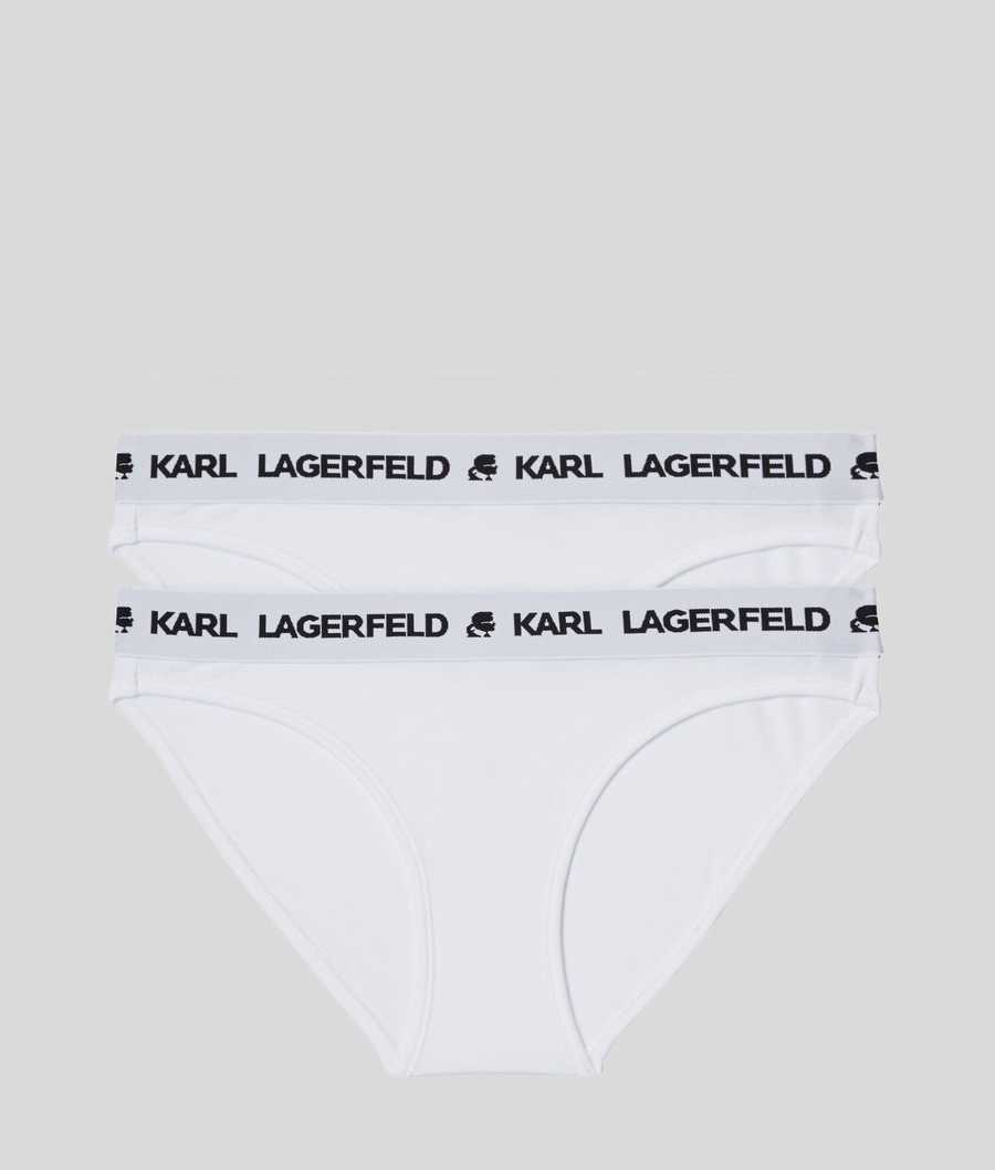 White Women\'s Karl Lagerfeld Logo Briefs - 2 Pack Underwear | TH915QFOU