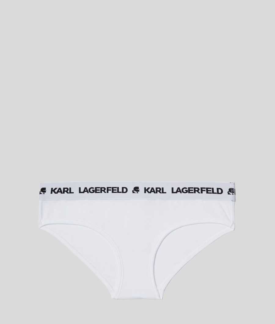 White Women\'s Karl Lagerfeld Logo Hipster Briefs Underwear | TH149PITM