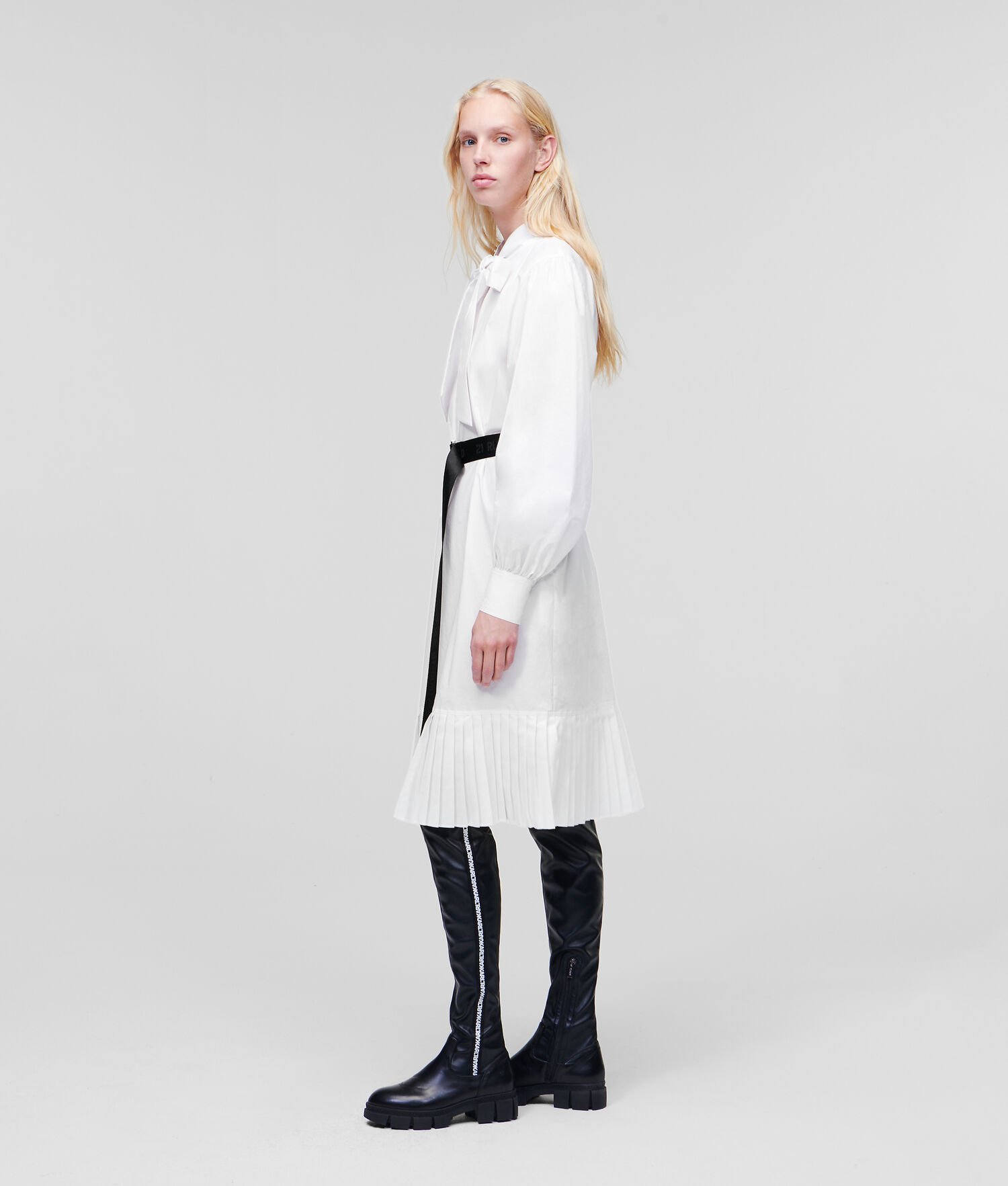 White Women's Karl Lagerfeld Pleated Hem Dresses | TH709VCNM