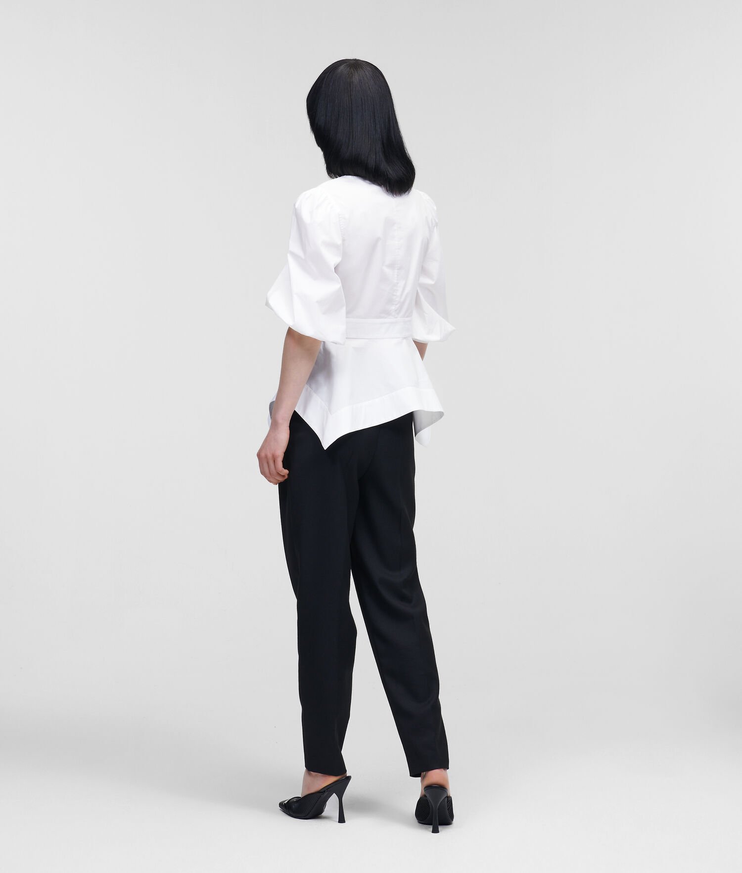 White Women's Karl Lagerfeld Poplin With Peplum Hem Blouses | TH184YIZE