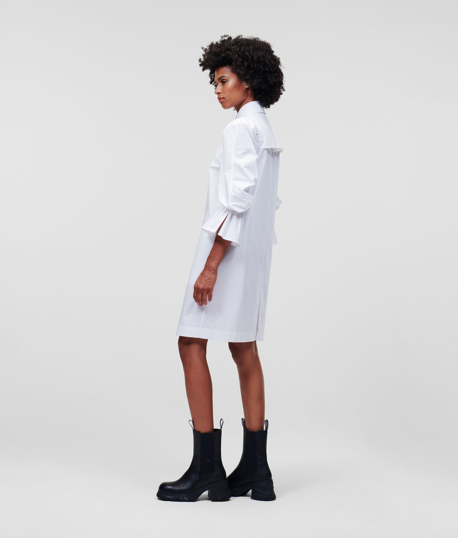 White Women's Karl Lagerfeld Puff-sleeve Poplin Dresses | TH796CRIW