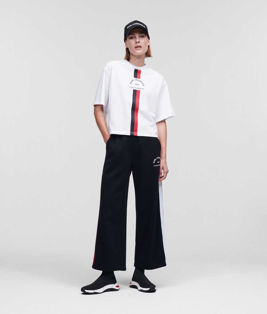 White Women's Karl Lagerfeld Rue St-guillaume Cropped T-Shirts | TH328CHMA