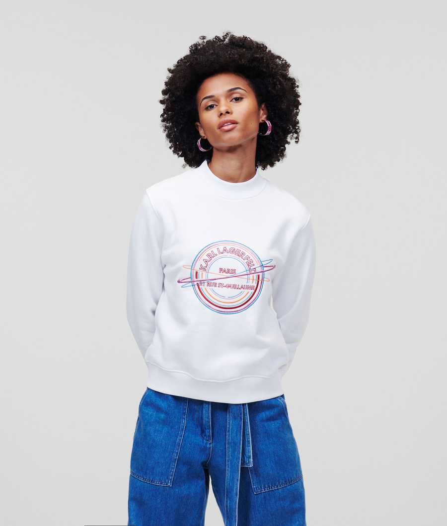 White Women's Karl Lagerfeld Rue St-guillaume Sweatshirts | TH648YREP