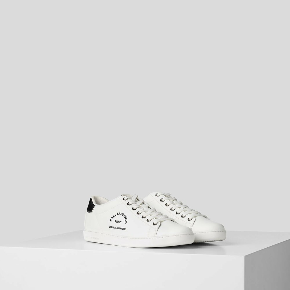 White Women\'s Karl Lagerfeld Rue St-guillaume Logo Kupsole Sneakers | TH691QSTD