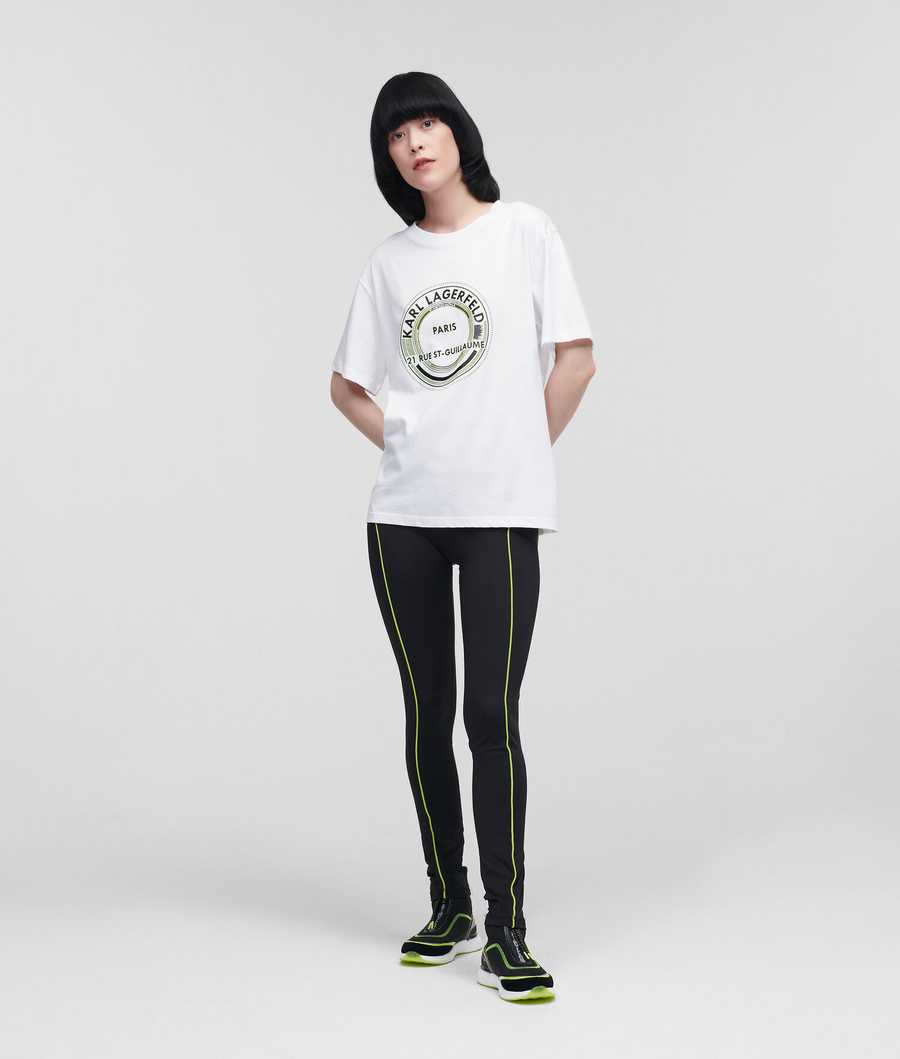 White Women's Karl Lagerfeld Rue St-guillaume Circle Logo T-Shirts | TH768PQJL