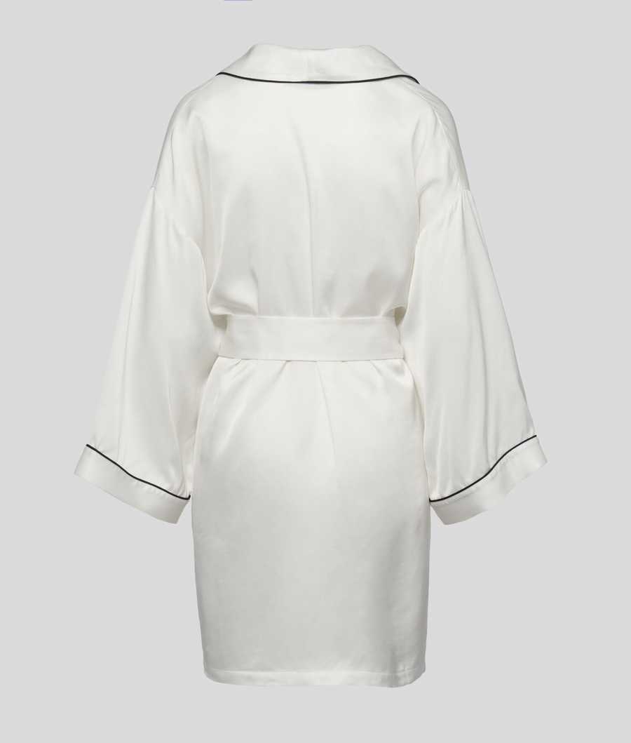 White Women's Karl Lagerfeld Satin Kimono Loungewear | TH047JXIE