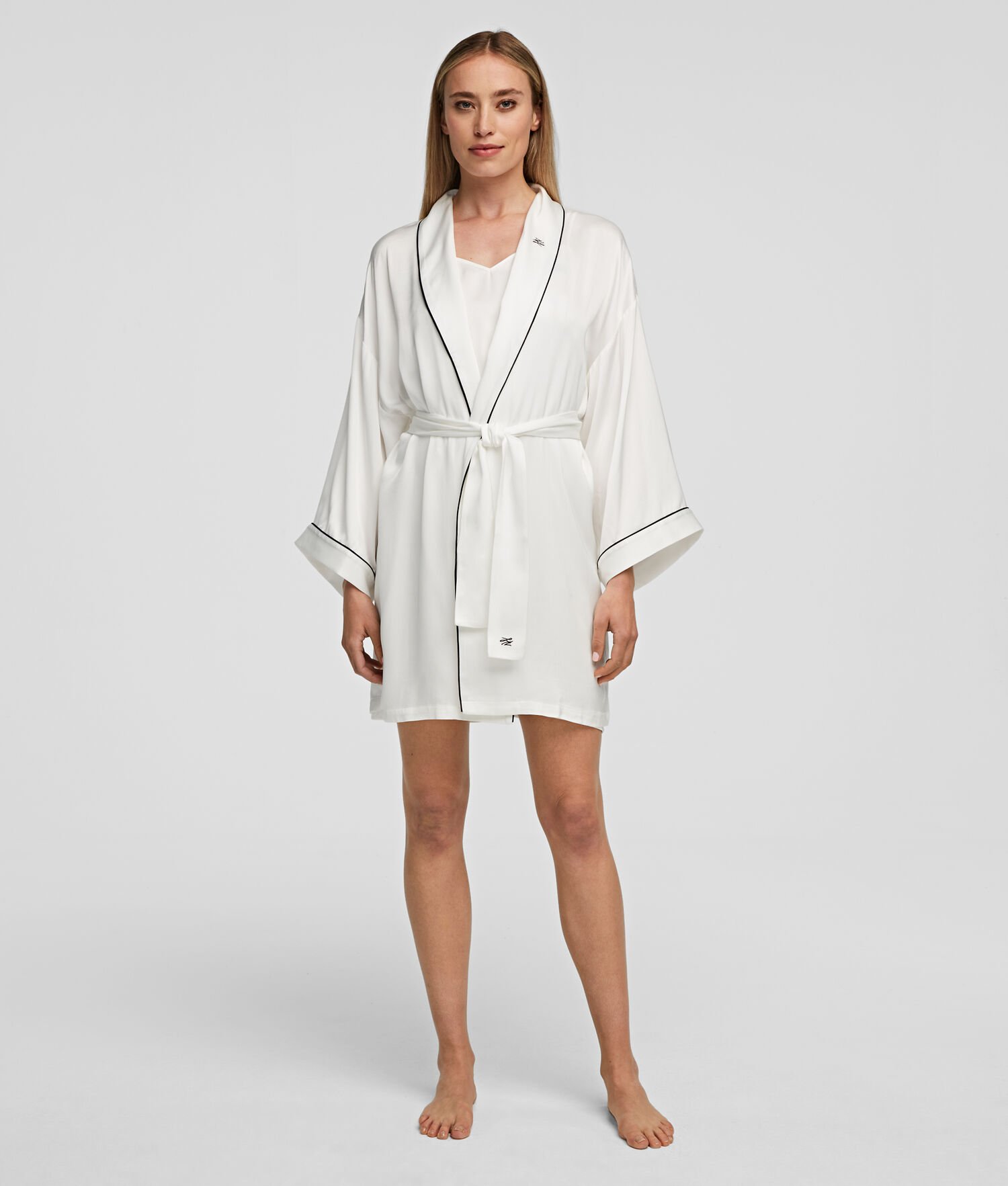 White Women\'s Karl Lagerfeld Satin Kimono Loungewear | TH047JXIE