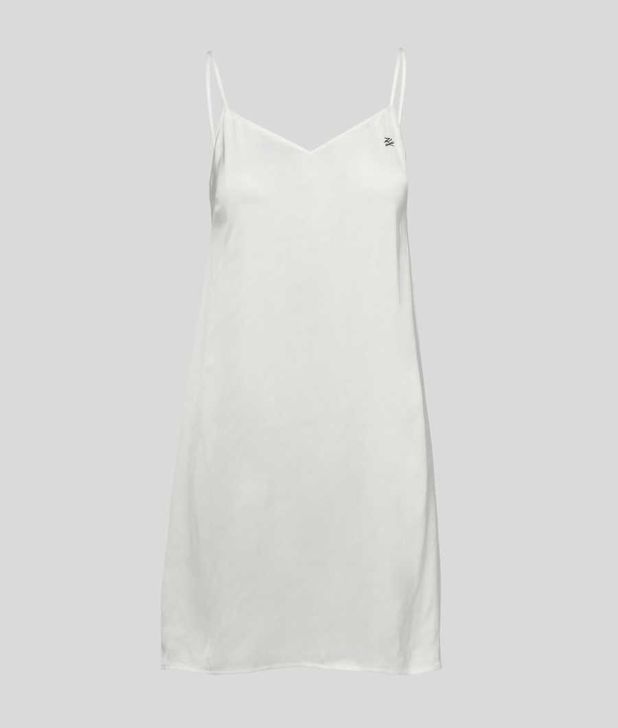 White Women's Karl Lagerfeld Satin Negligee Loungewear | TH671XDPQ