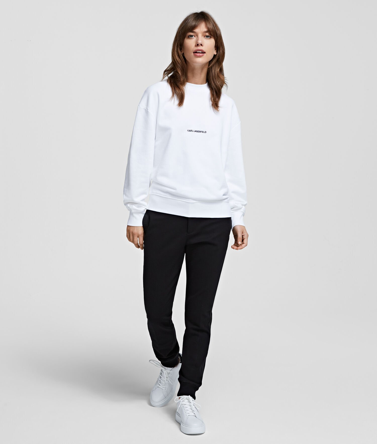 White Women's Karl Lagerfeld Unisex Logo Sweatshirts | TH921CMOV