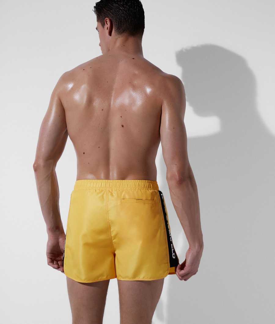 Yellow Men's Karl Lagerfeld Karl Logo Tape Board Shorts Beachwear | TH763WXTM