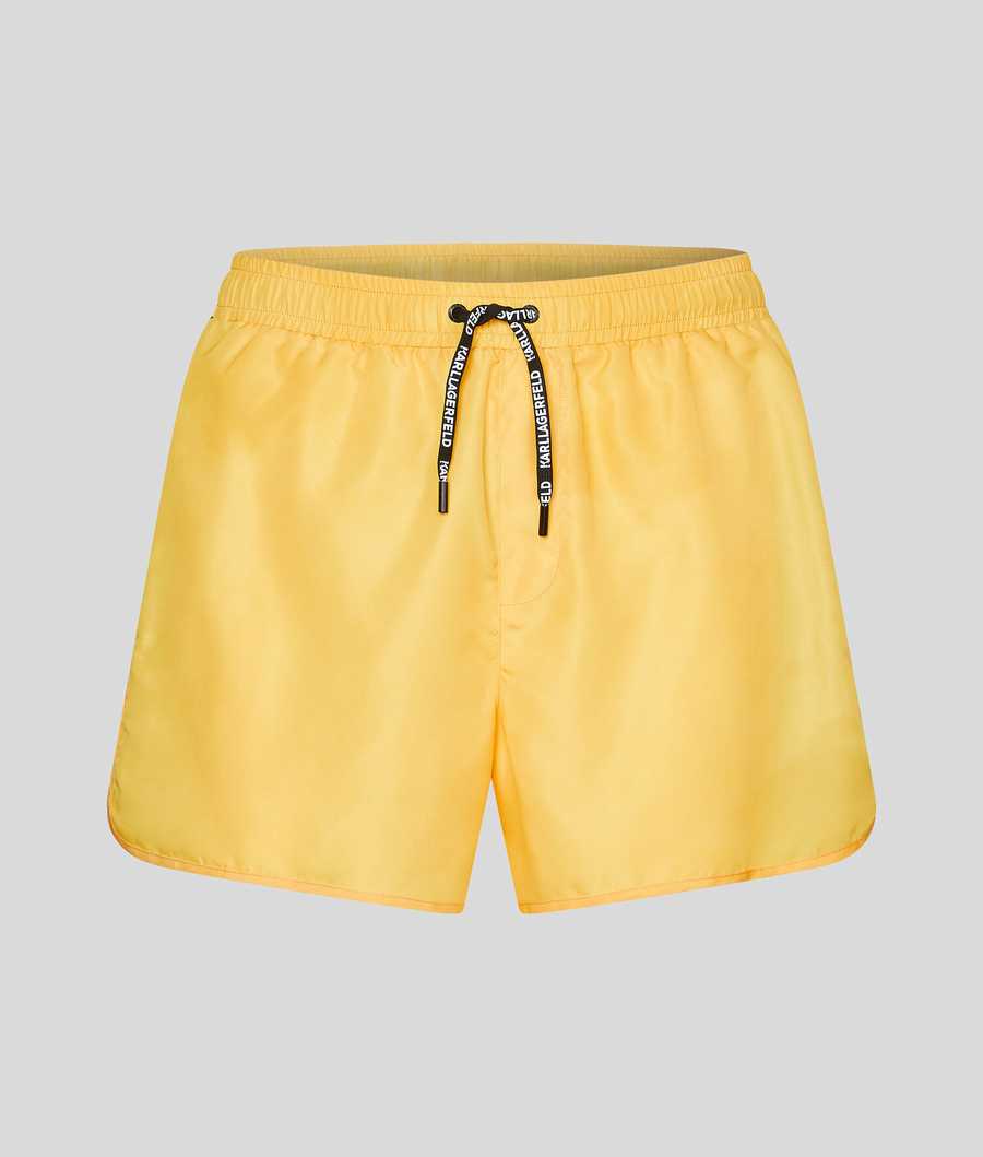 Yellow Men\'s Karl Lagerfeld Karl Logo Tape Board Shorts Beachwear | TH763WXTM