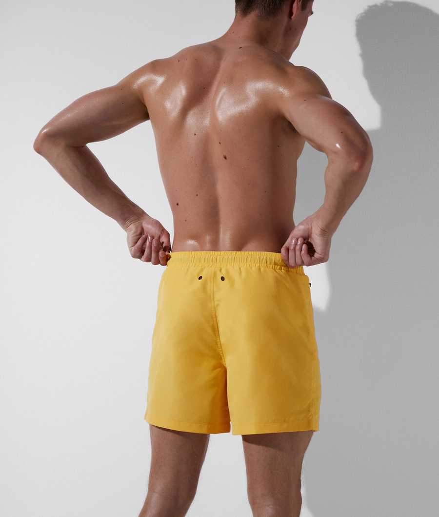 Yellow Men's Karl Lagerfeld Tonal Diagonal Karl Logo Board Shorts Beachwear | TH096SJKX